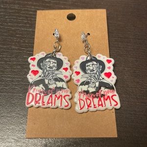 Freddy Krueger Charm Earrings Fish Hook Man of Your Dreams Halloween